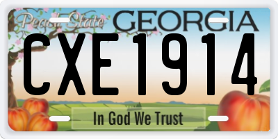 GA license plate CXE1914