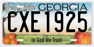 GA license plate CXE1925