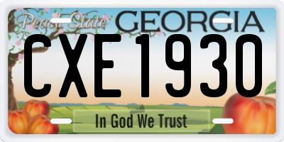 GA license plate CXE1930