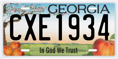 GA license plate CXE1934