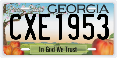 GA license plate CXE1953