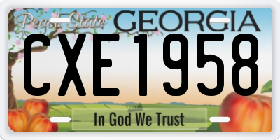 GA license plate CXE1958