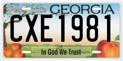 GA license plate CXE1981