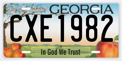 GA license plate CXE1982
