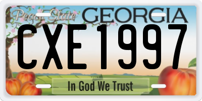 GA license plate CXE1997