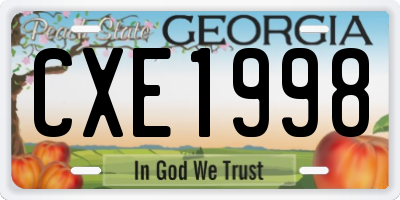 GA license plate CXE1998
