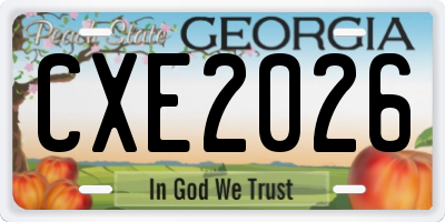 GA license plate CXE2026