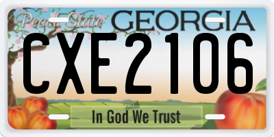 GA license plate CXE2106