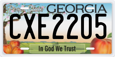 GA license plate CXE2205