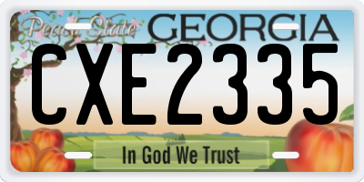 GA license plate CXE2335