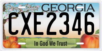 GA license plate CXE2346
