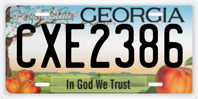 GA license plate CXE2386