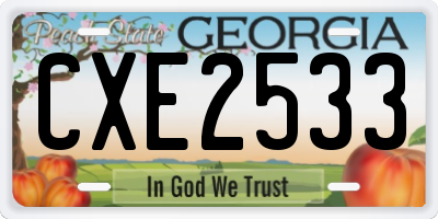 GA license plate CXE2533