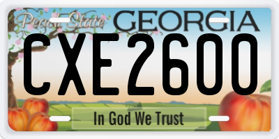 GA license plate CXE2600