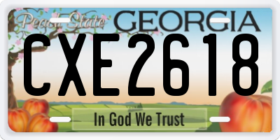 GA license plate CXE2618