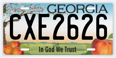 GA license plate CXE2626