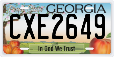 GA license plate CXE2649