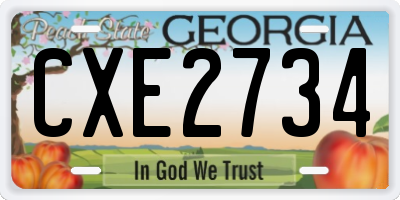 GA license plate CXE2734