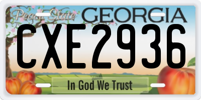GA license plate CXE2936