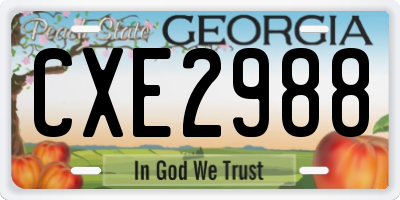 GA license plate CXE2988