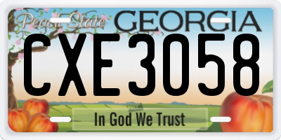 GA license plate CXE3058