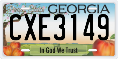 GA license plate CXE3149