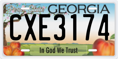 GA license plate CXE3174