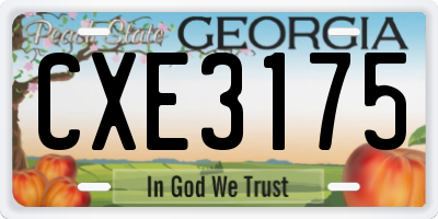 GA license plate CXE3175