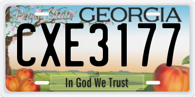 GA license plate CXE3177