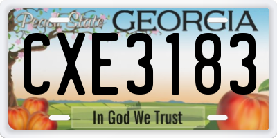 GA license plate CXE3183