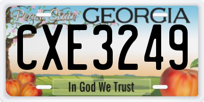 GA license plate CXE3249