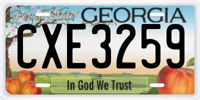 GA license plate CXE3259