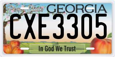 GA license plate CXE3305