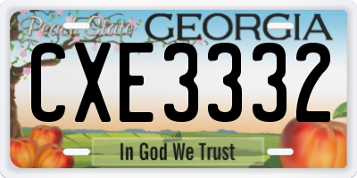 GA license plate CXE3332