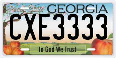 GA license plate CXE3333