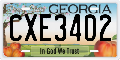 GA license plate CXE3402
