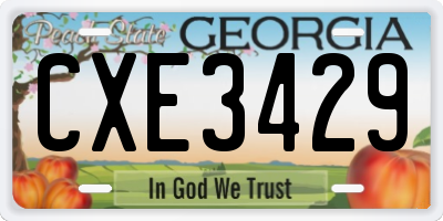 GA license plate CXE3429