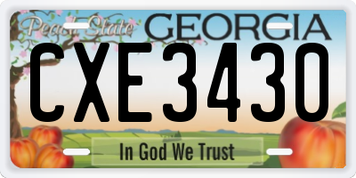 GA license plate CXE3430