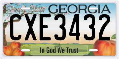 GA license plate CXE3432