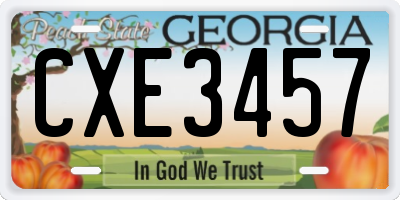 GA license plate CXE3457