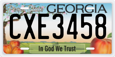 GA license plate CXE3458