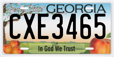 GA license plate CXE3465