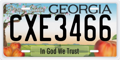 GA license plate CXE3466