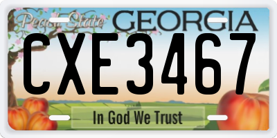 GA license plate CXE3467
