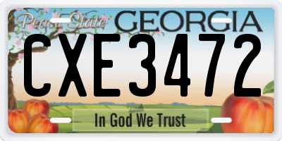 GA license plate CXE3472