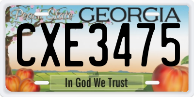 GA license plate CXE3475