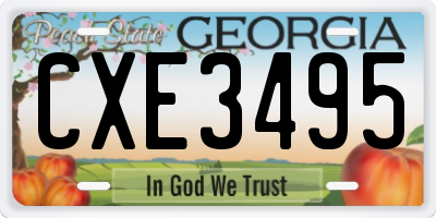 GA license plate CXE3495