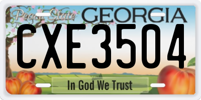 GA license plate CXE3504