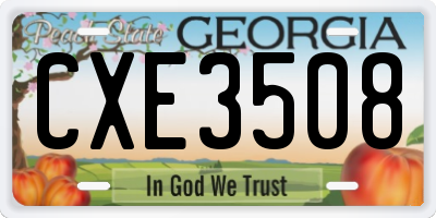 GA license plate CXE3508