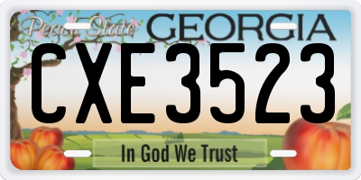 GA license plate CXE3523